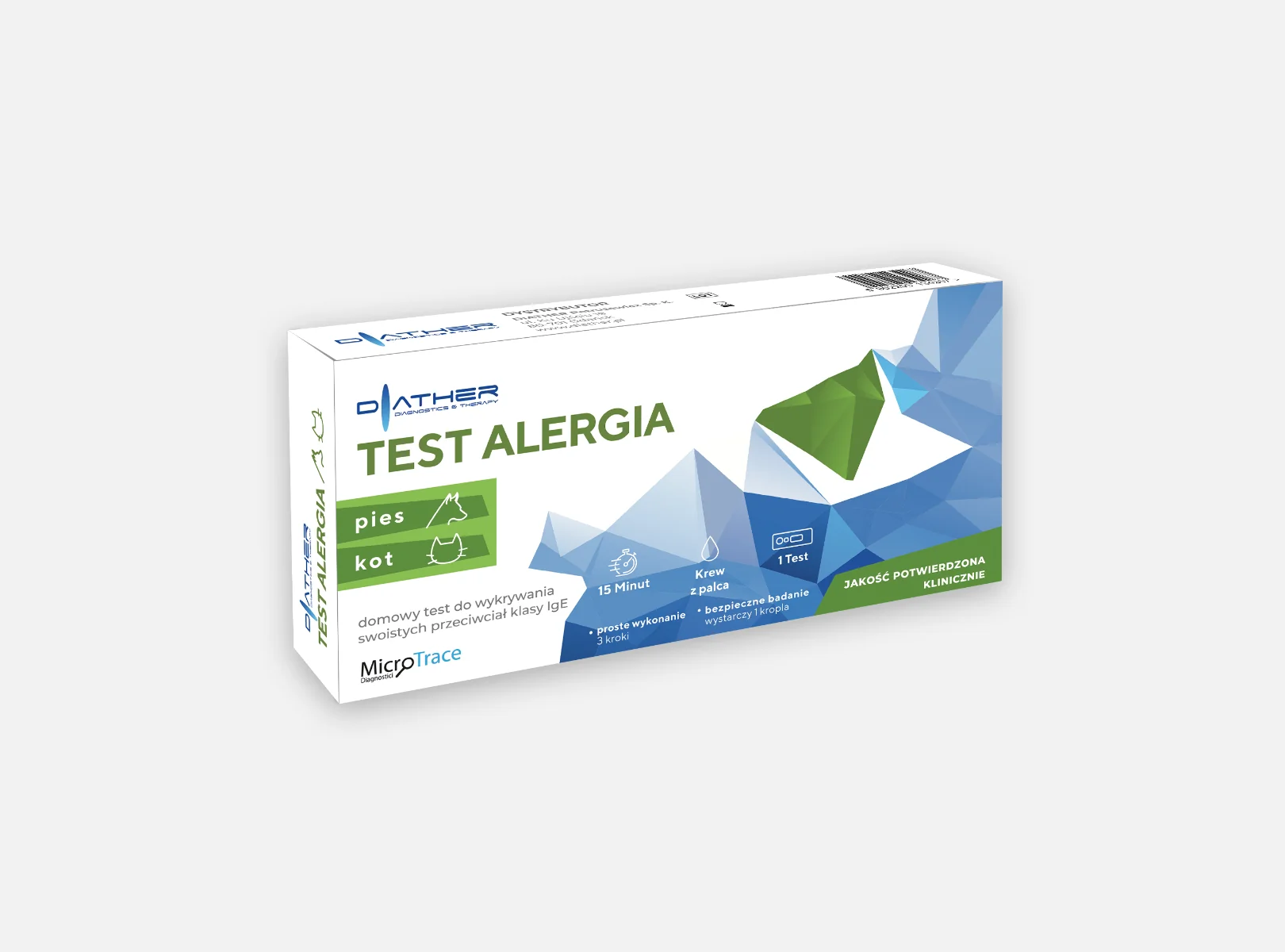 Diather Test Alergia Pies Kot test na alergię na sierść psów i kotów, 1 szt.
