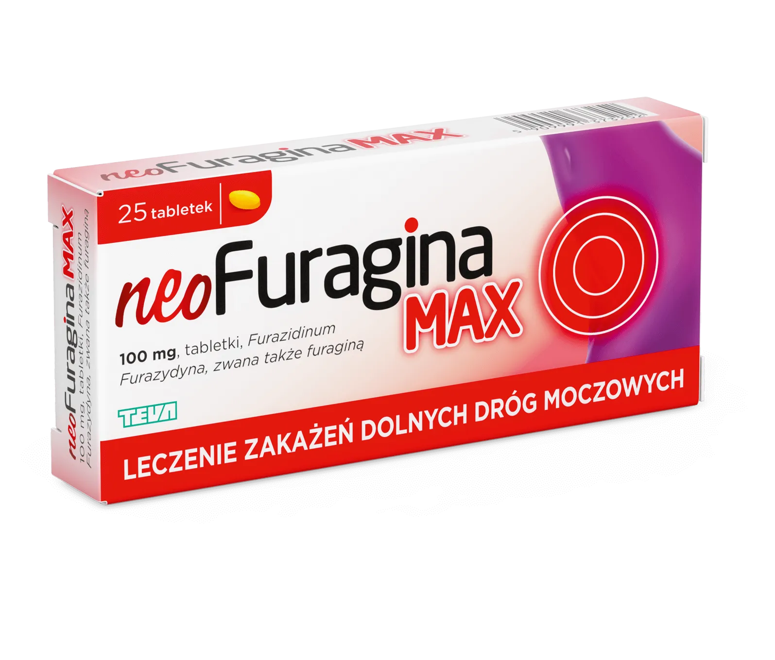 NeoFuragina Max, lek stosowany w zakażeniach dolnych dróg moczowych, 25 tabletek