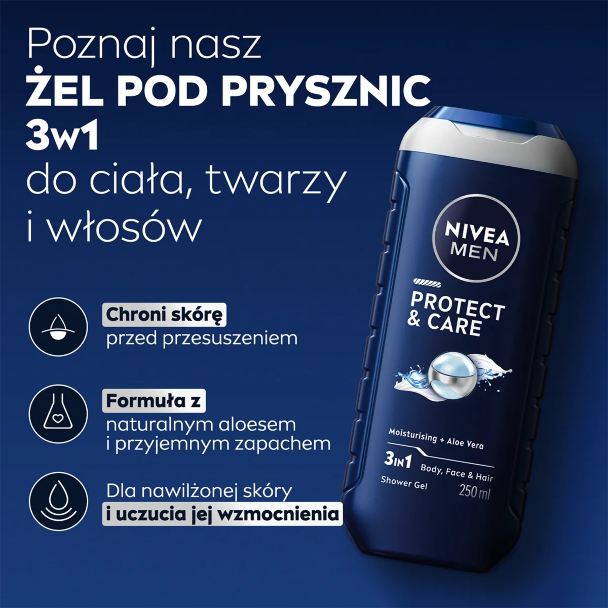 Nivea Protect & Care żel pod prysznic 3w1, 250 ml