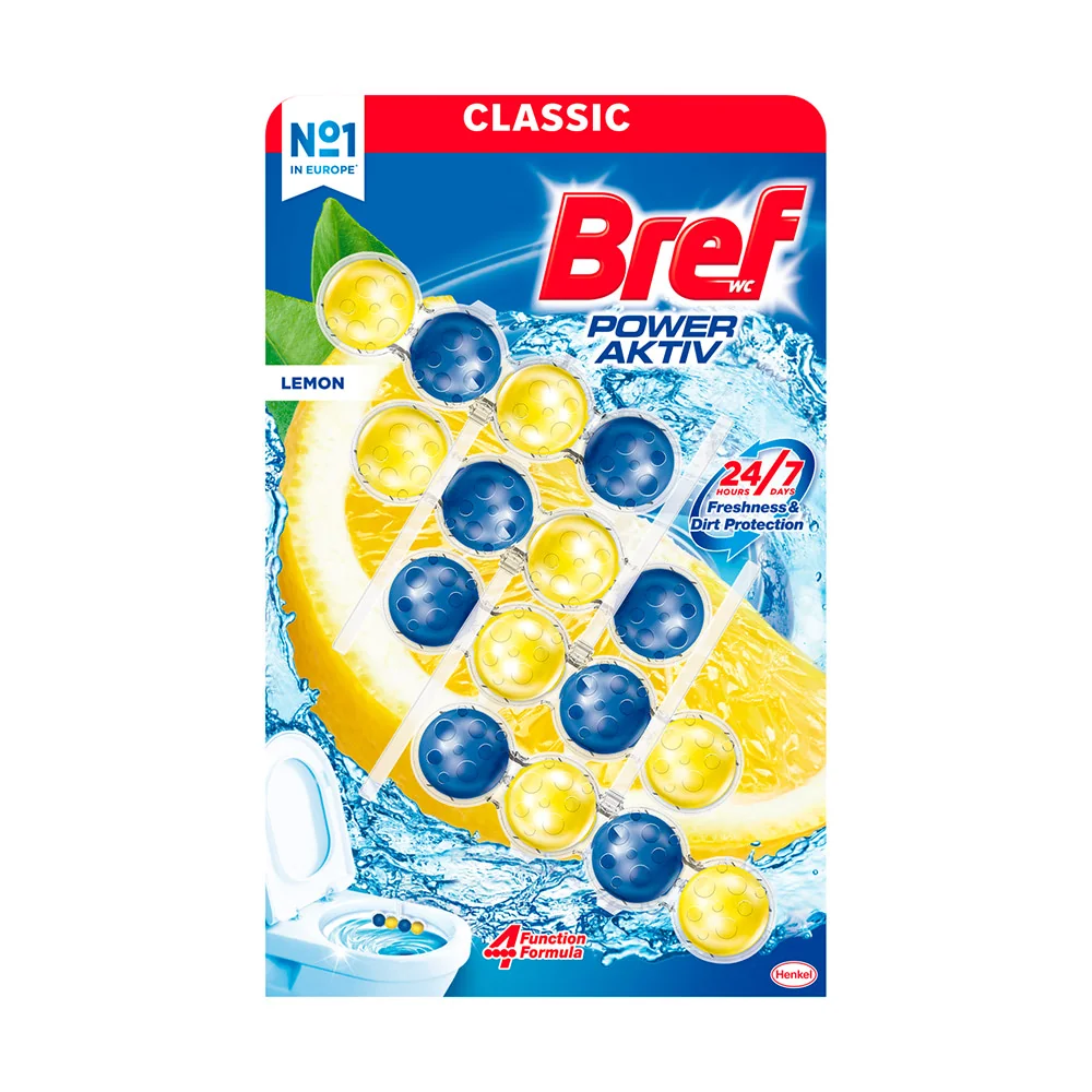Bref Power Activ zawieszka do WC, lemon, 4 x 50 g