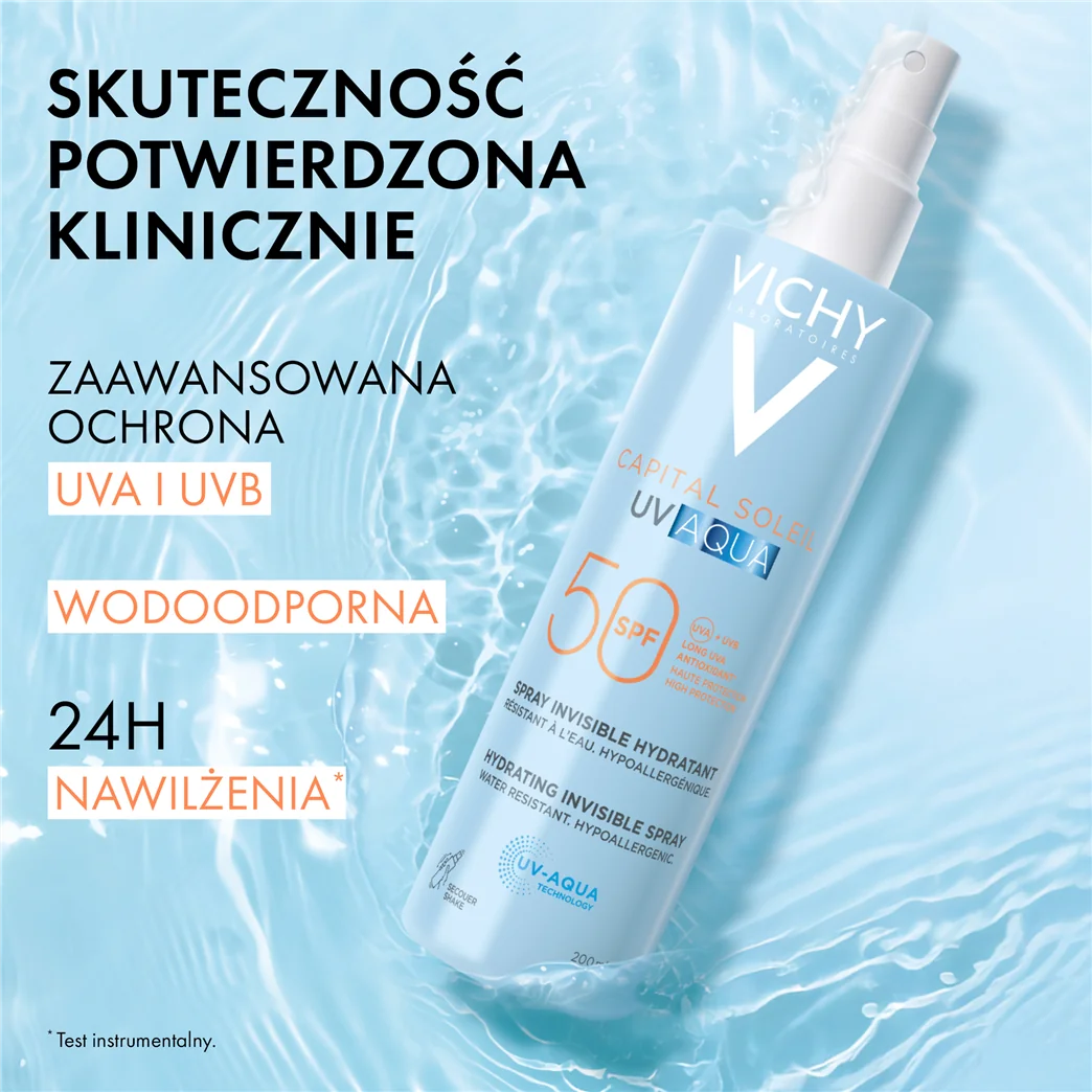 Vichy Capital Soleil UV-Aqua wodoodporny spray przeciwsłoneczny do ciała SPF 50, 200 ml