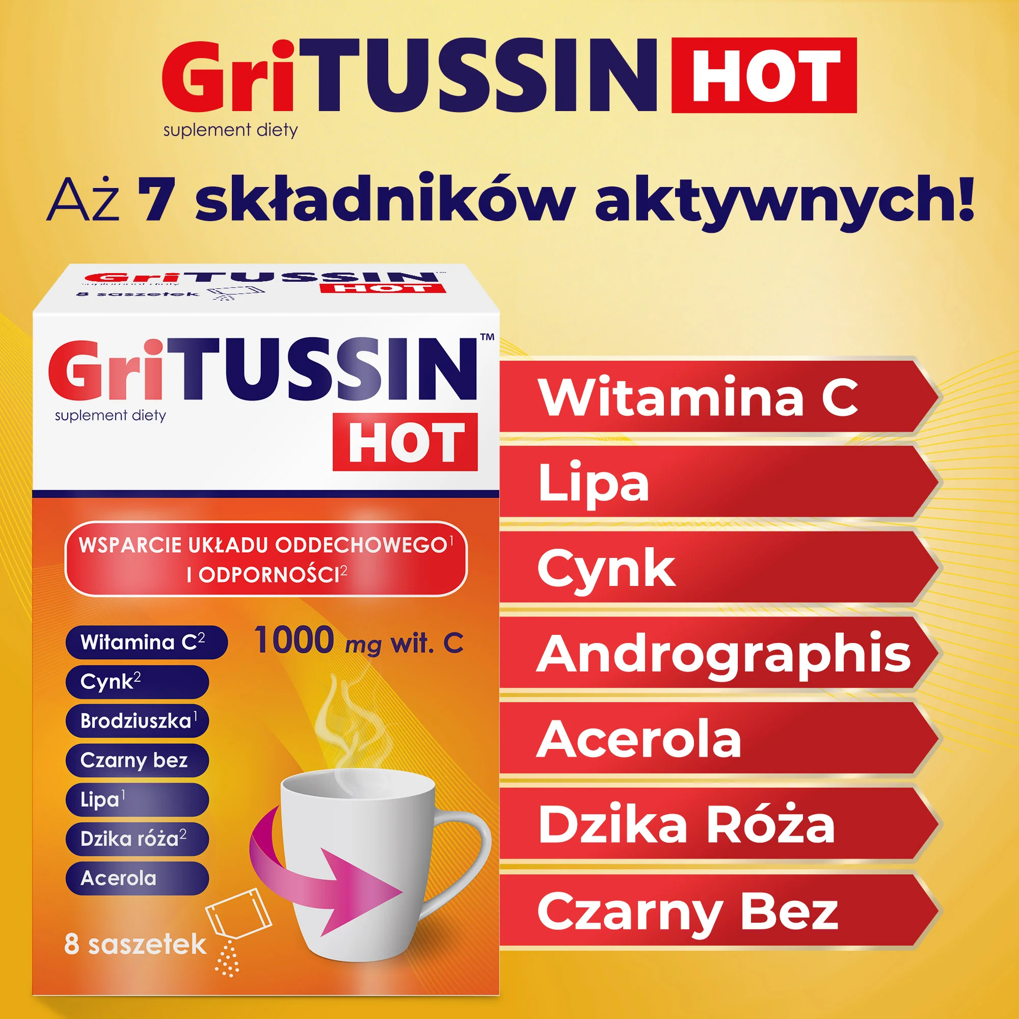 Domowa Apteczka GriTussin Hot 8 saszetek