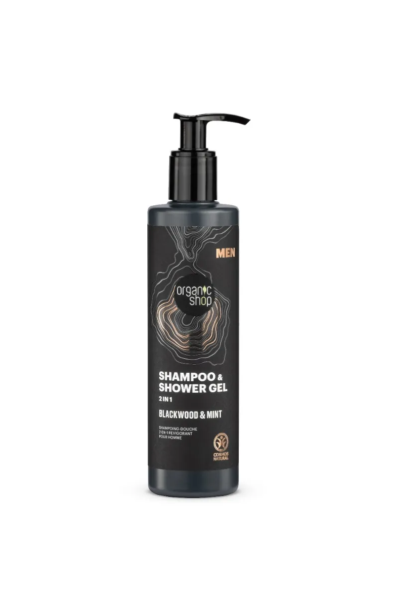 Organic Shop MEN Shampoo & Shower Gel 2 in 1 Blackwood & Mint Szampon i żel 2w1 pod prysznic dla mężczyzn, 280 ml