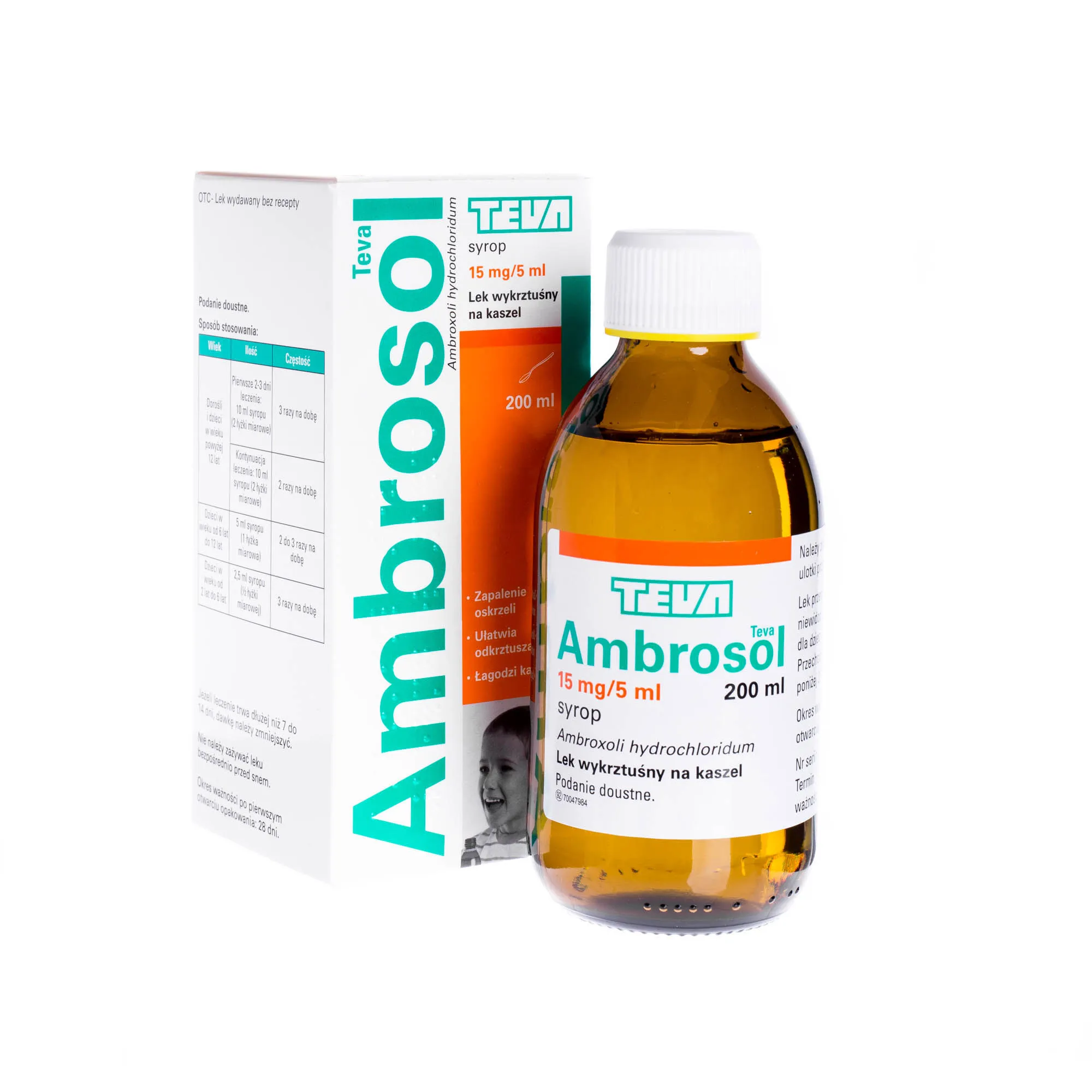 Ambrosol Teva - 15 mg / 5ml, syrop 200 ml 