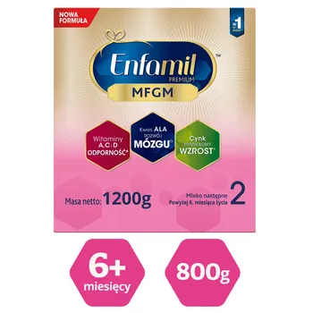 Enfamil Premium 2 MFGM. mleko nastepne od 6 do 12 miesiąca, 1200 g 