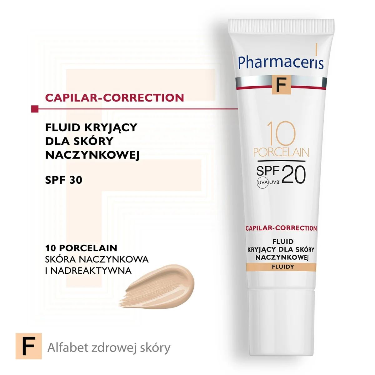 Pharmaceris F Capilar-Correction, fluid kryjący do skóry naczynkowej 10 Porcelain SPF 20, 30 ml