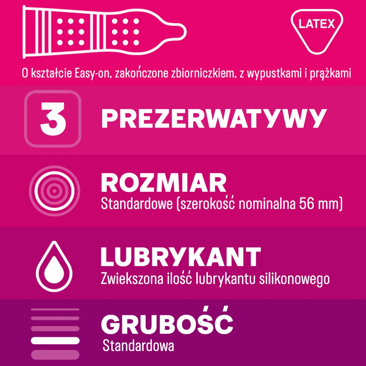 Durex Pleasuremax prezerwatywy prążkowane i z wypustkami, 3 szt.