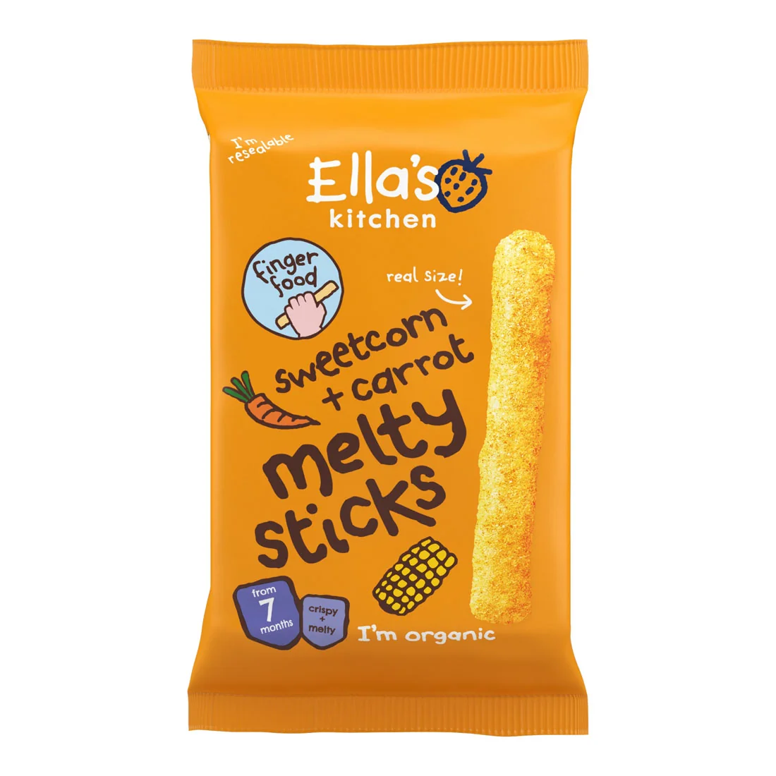 Ella's Kitchen BIO chrupiące paluszki z kukurydzą i marchewką, 16 g