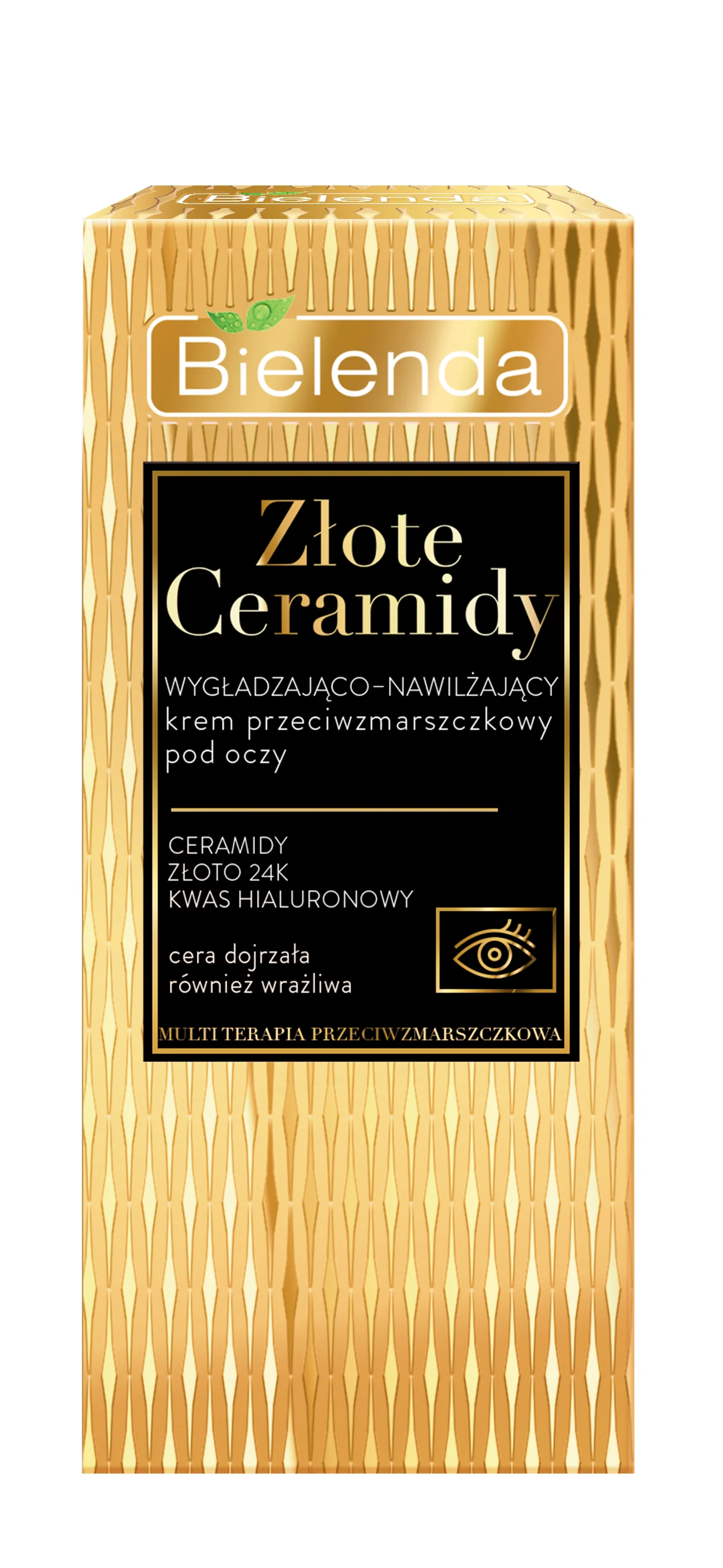 Bielenda Złote Ceramidy krem pod oczy przeciwzmarszczkowy wygładzająco-nawilżający, 15 ml