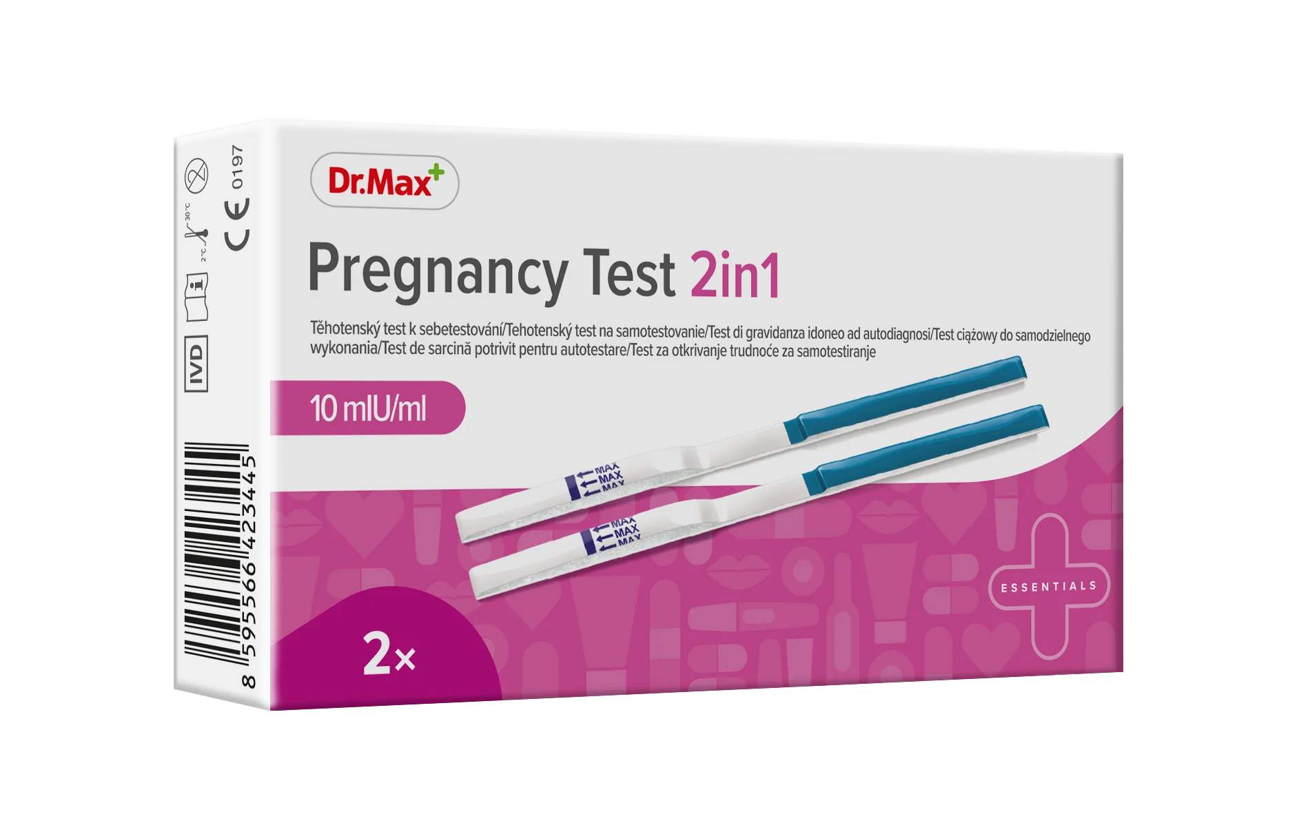 Pregnancy Test 2in1 Dr. Max test ciążowy paskowy 10 mlU/ml , 2 sztuki
