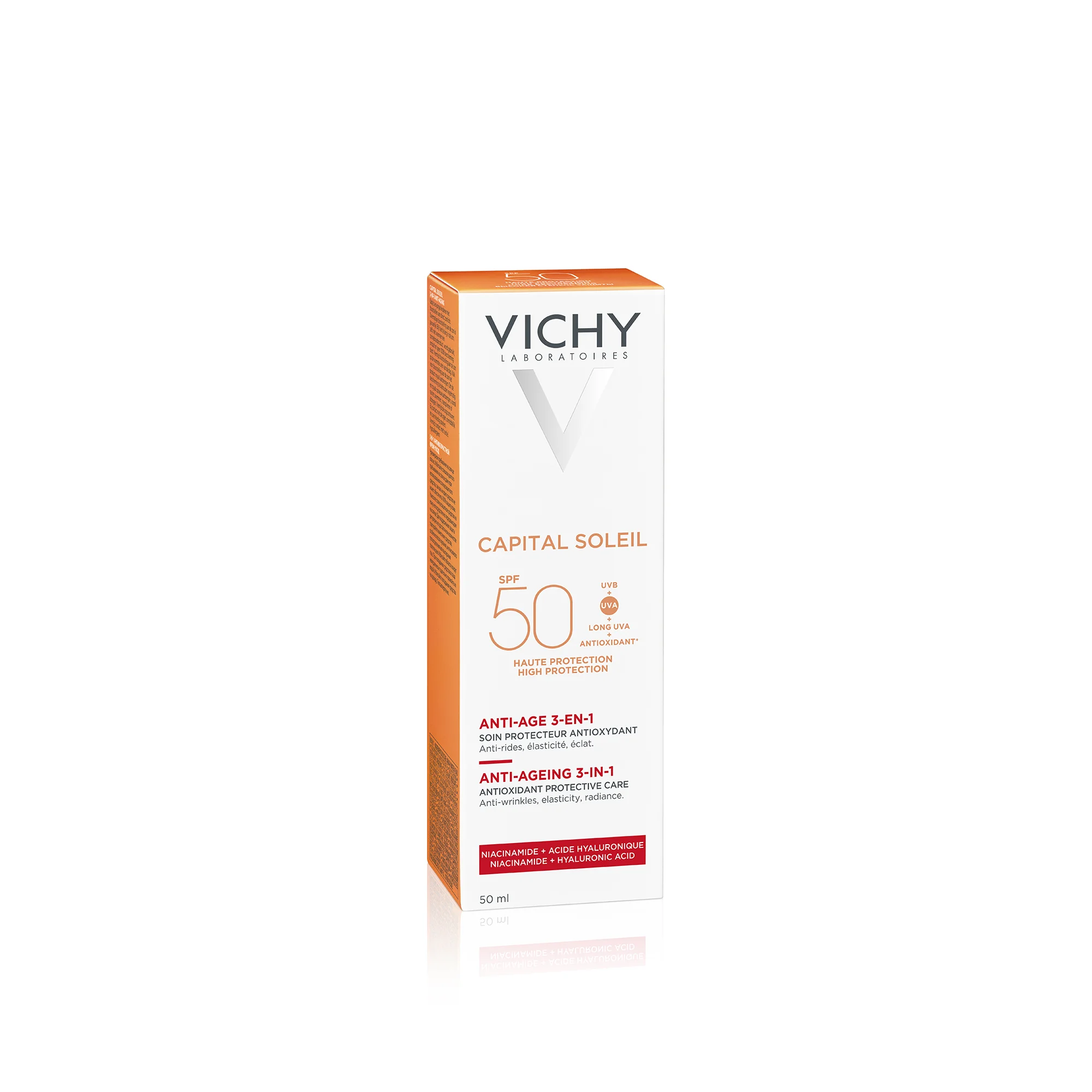 Vichy Capital Soleil, Krem Przeciwstarzeniowy do twarzy 3w1 SPF50, 50 ml