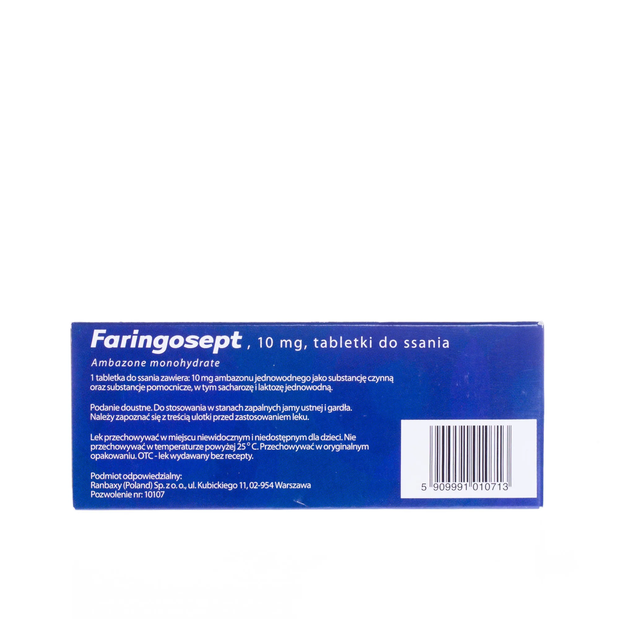 Faringosept - 10 tabletek do ssania do stosowania w stanach zapalnych, smak kakaowy 