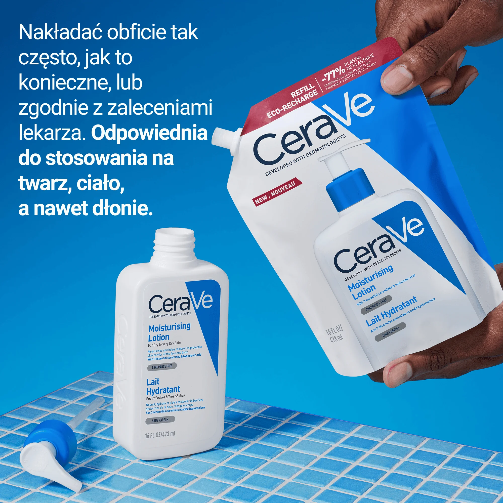 CeraVe nawilżająca emulsja do twarzy i ciała, refill, 473 ml