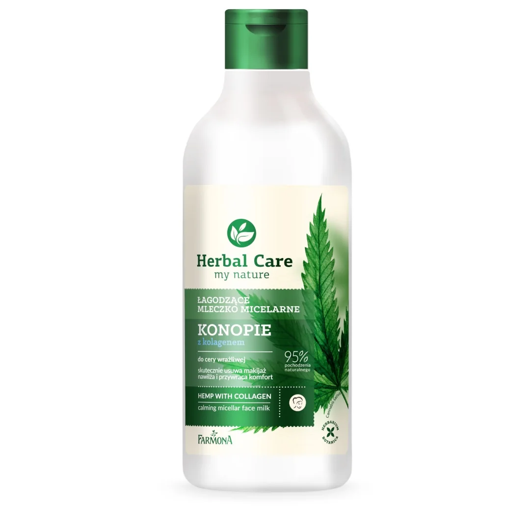 Herbal Care Łagodzące mleczko micelarne Konopie z kolagenem, 400 ml