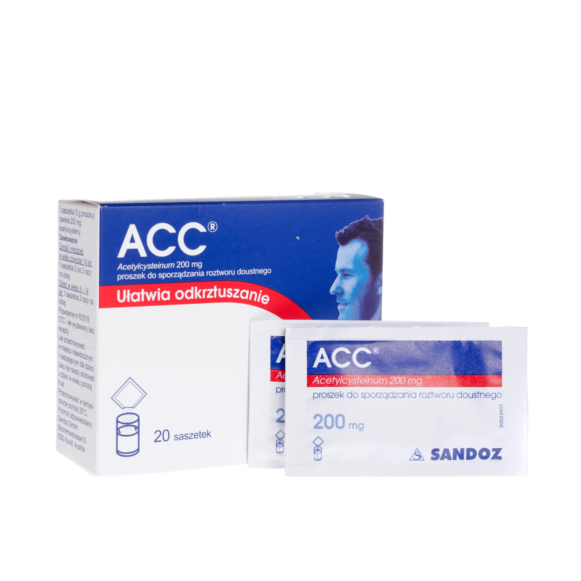 ACC Acetylcysteinum 200 mg, proszek do sporządzania roztworu doustnego, 20 saszetek 