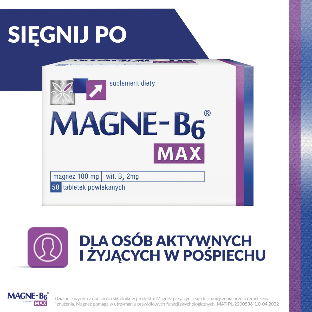 Magne-B6 MAX, suplement diety, 50 tabletek powlekanych 