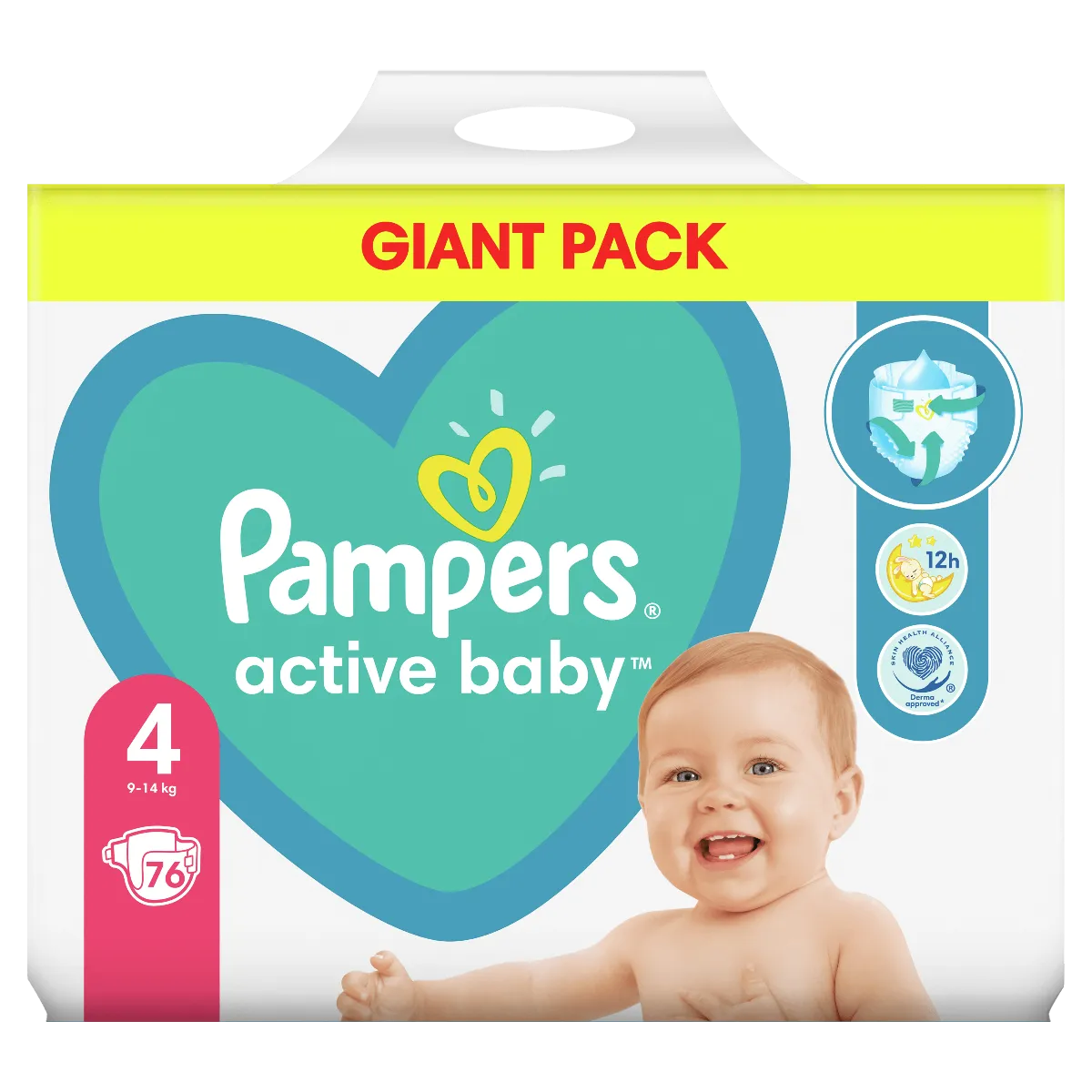 Pampers Active Baby, pieluchy, rozmiar 4, 9-14 kg, 76 sztuk