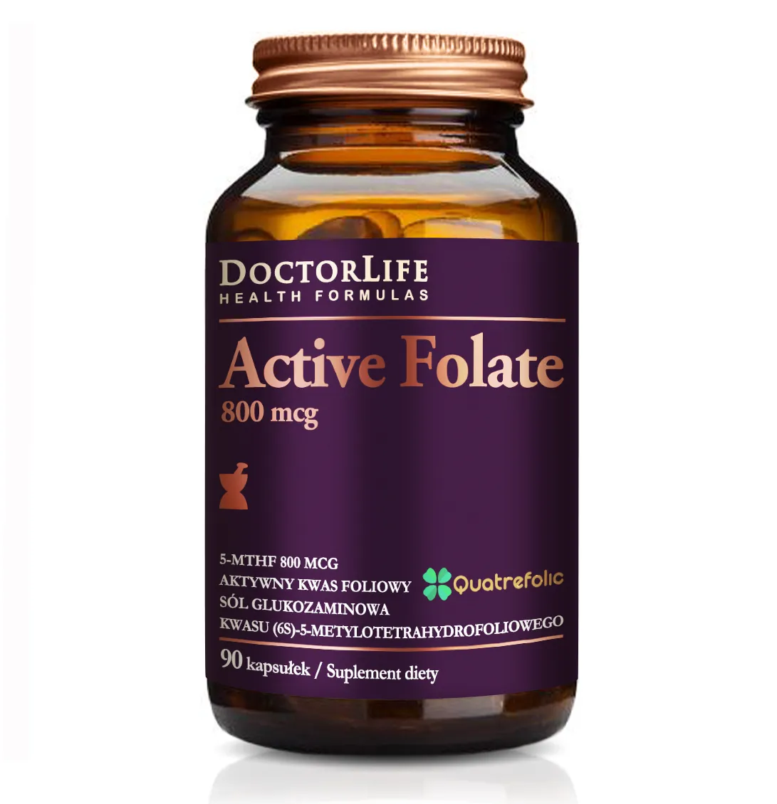Doctor Life Active Folate, 800 mcg, suplement diety, 90 kapsułek