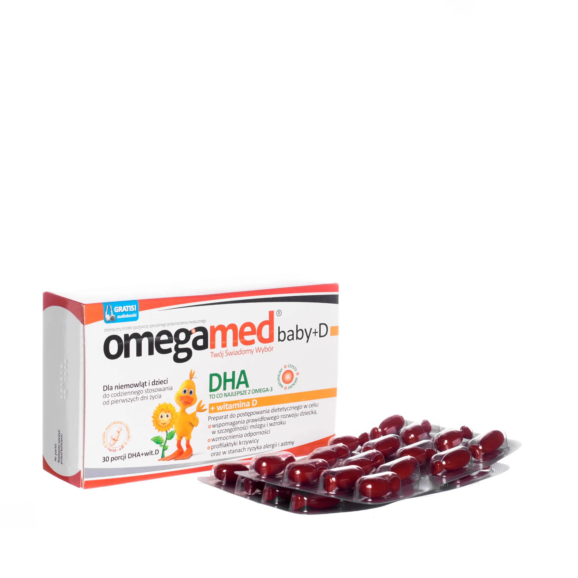 Omegamed Baby+D, DHA 150 mg + Wit.D 400 jm., 30 kapsułek twist-off 