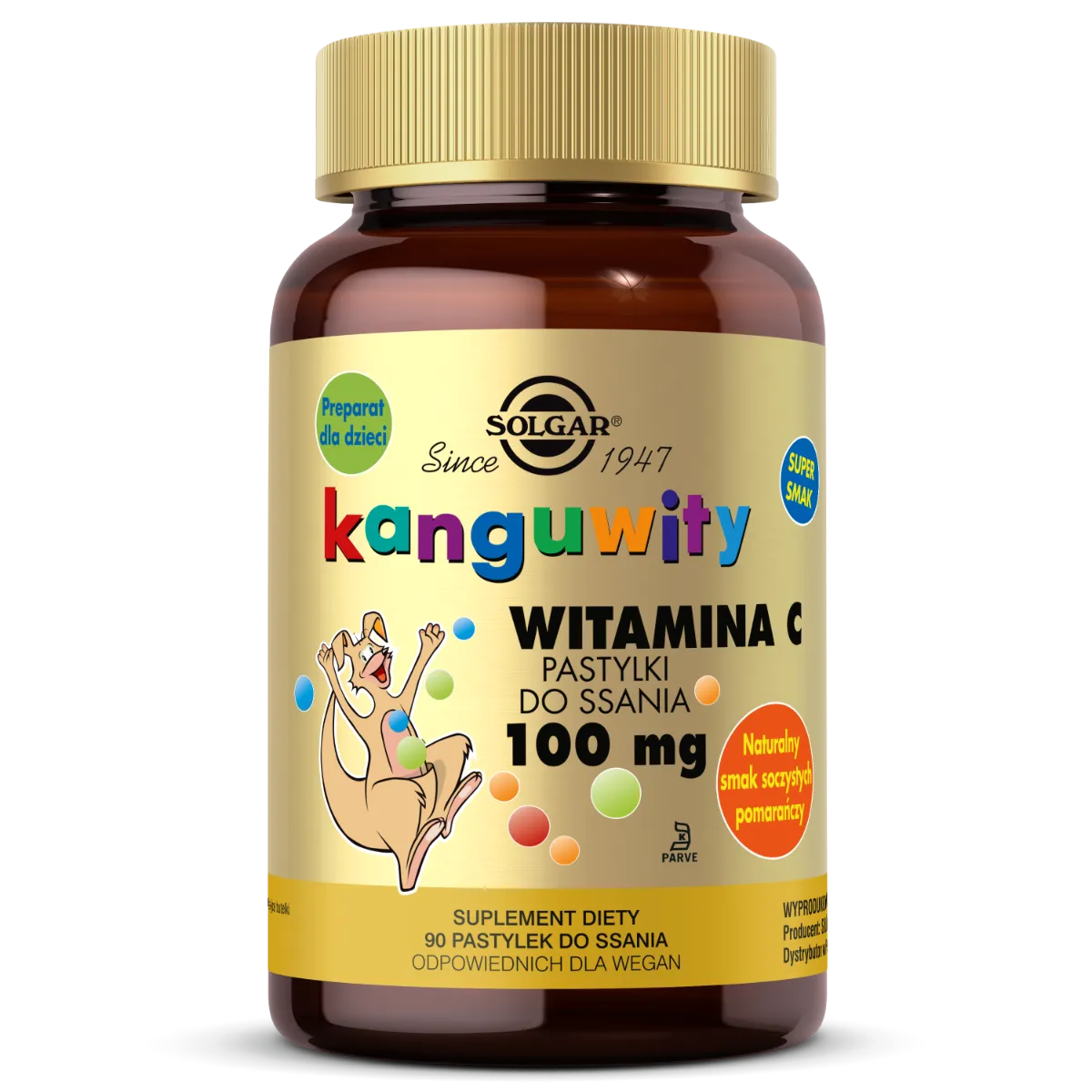 Solgar Kanguwity Witamina C 100 mg, suplement diety, 90 pastylek do ssania