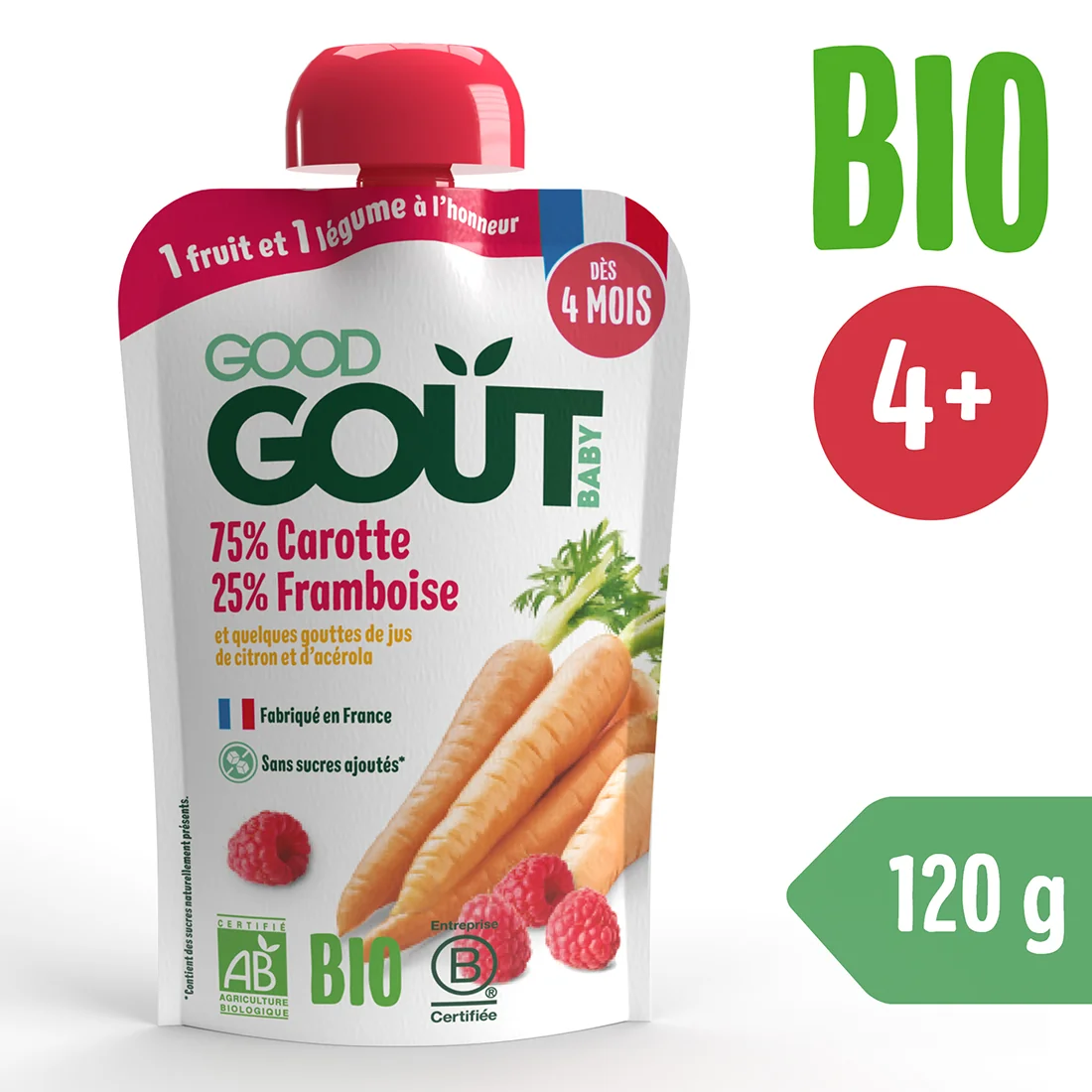 Good Gout BIO marchewka z malinami, 120 g