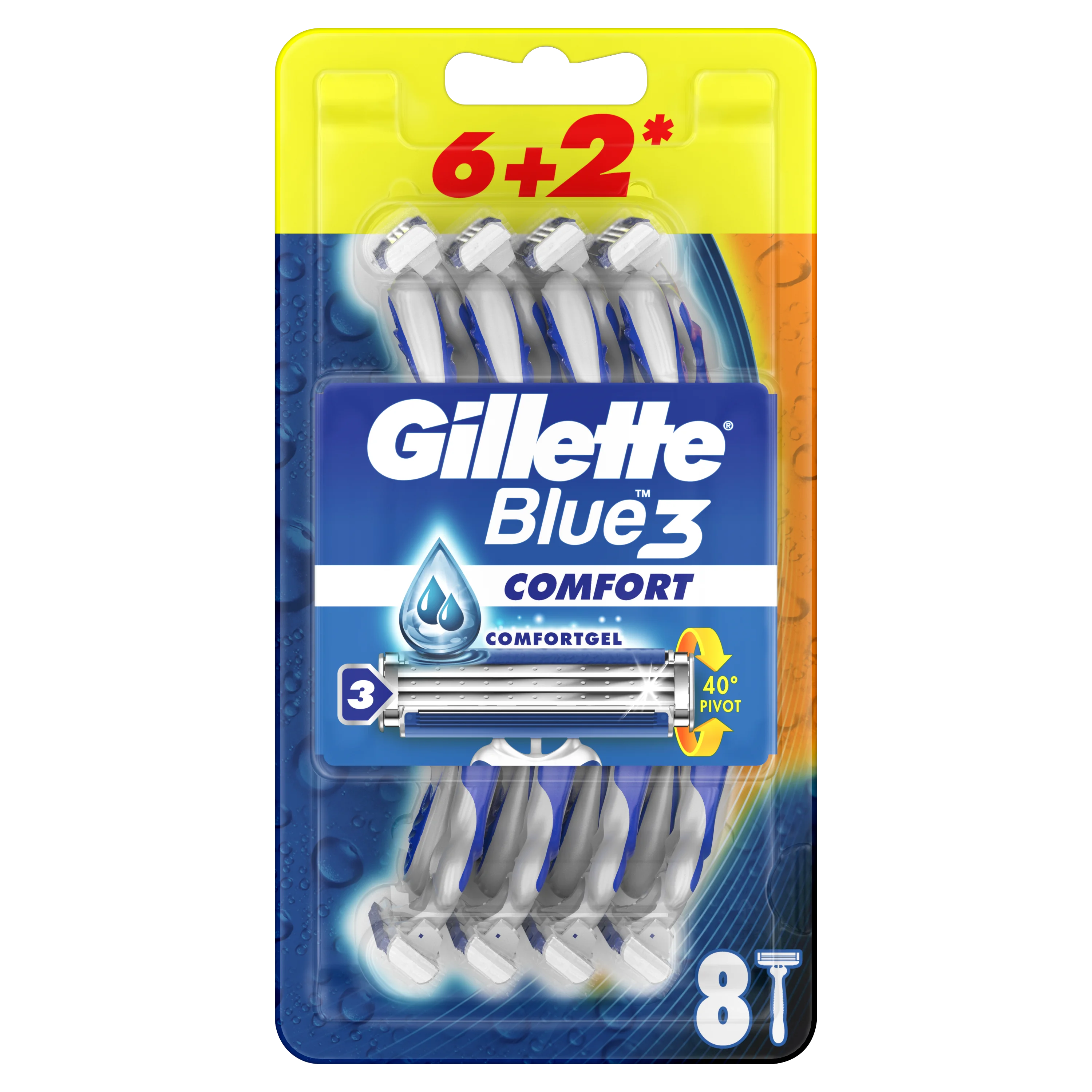 Gillette Blue3 Comfort jednorazowa maszynka do golenia dla mężczyzn, 6+2 szt.