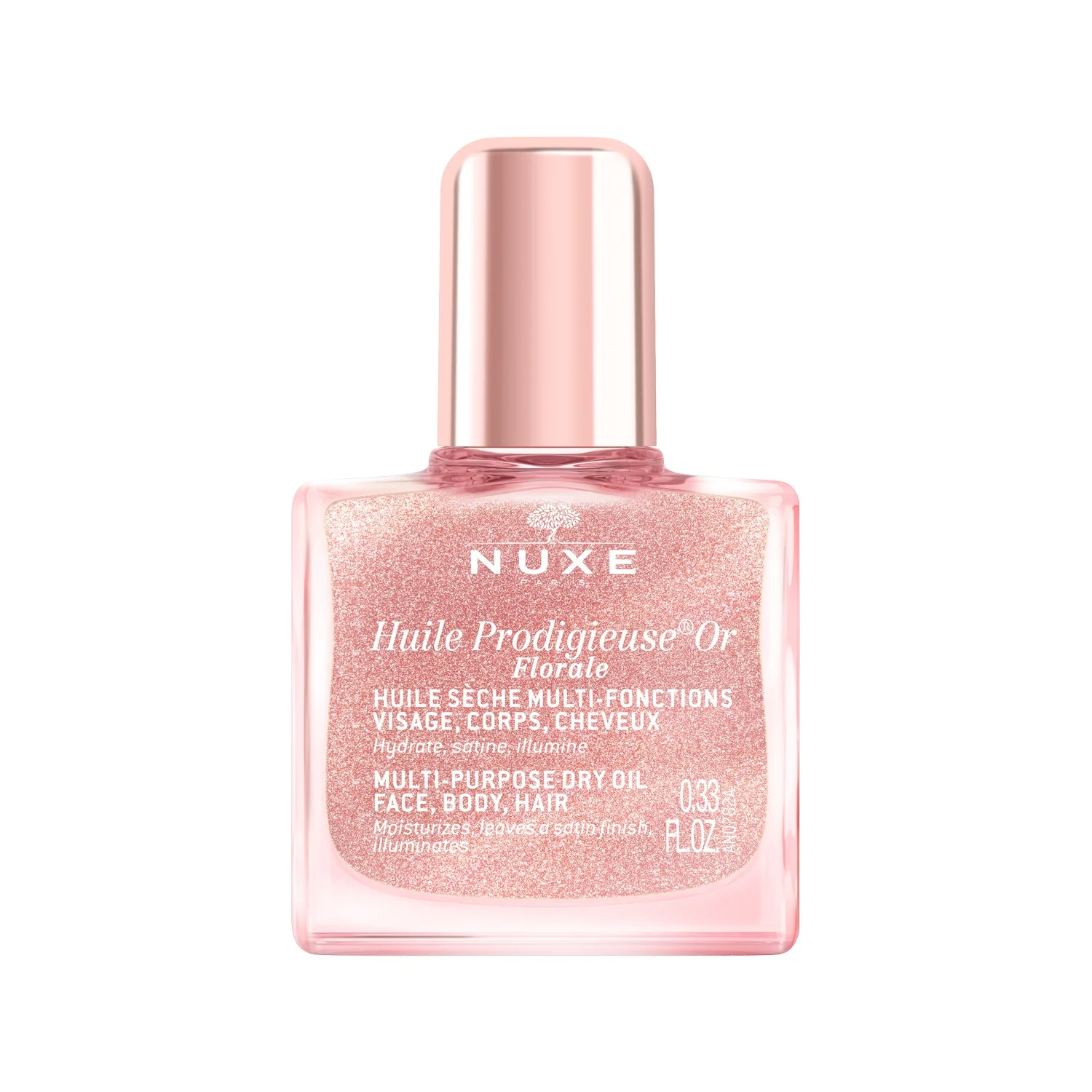 Nuxe Zestaw READY, GO, GLOW Very Rose powiększające serum do ust, 8 ml + suchy olejek kwiatowy, 10 ml + gumka do włosów