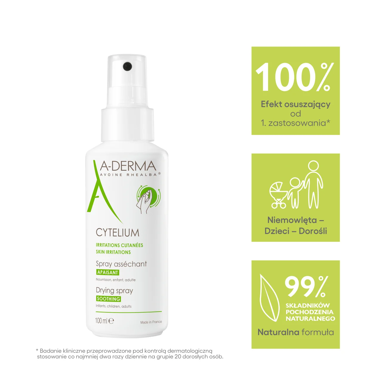 A-Derma Cytelium spray osuszający do skóry podrażnionej, 100 ml