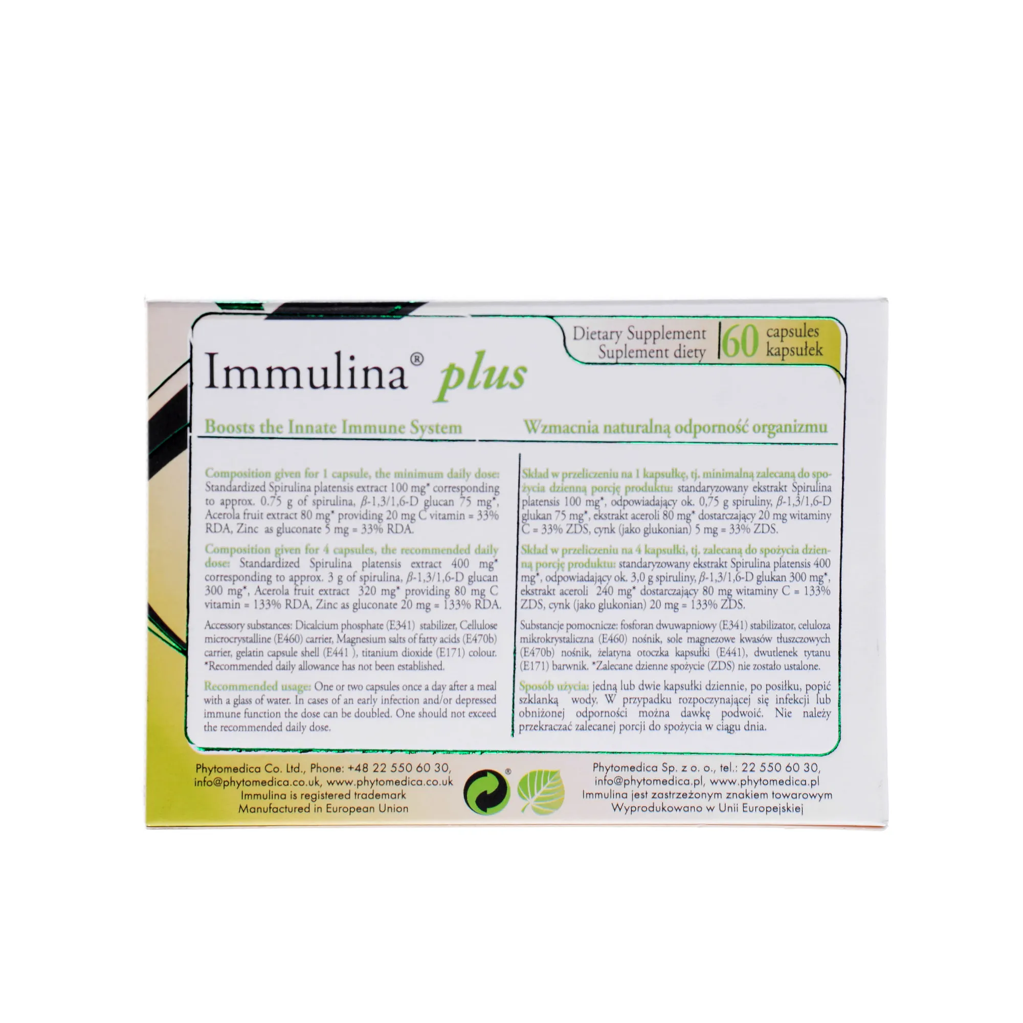Immulina Plus, suplement diety, 60 kapsułek 