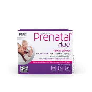 Prenatal Duo, suplement diety, 60 kaps. żelatynowych + 30 kaps. żelatynowych + Femaltiker 1 sasz. gratis 