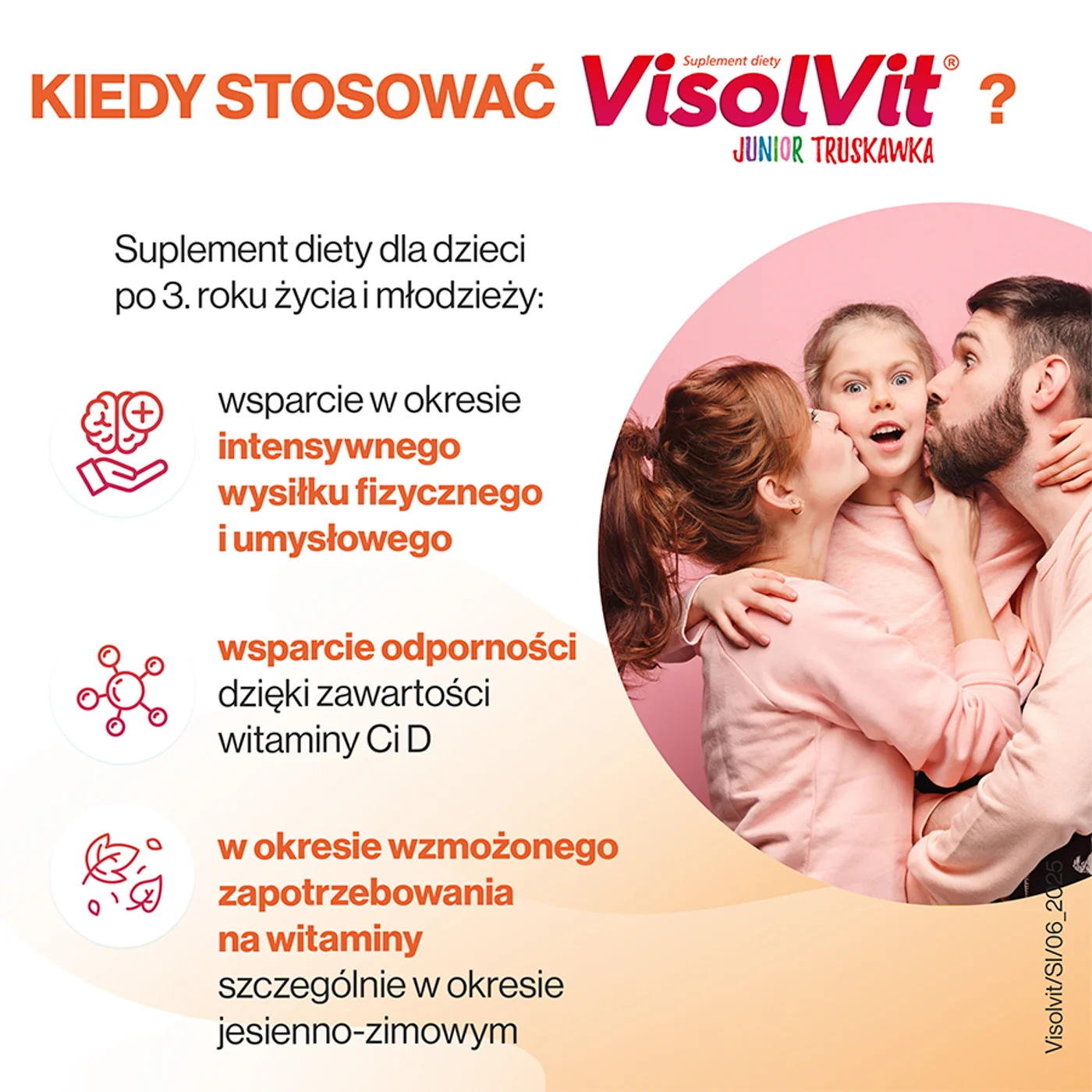 Visolvit Junior 30 saszetek z proszkiem musującym o smaku truskawkowym