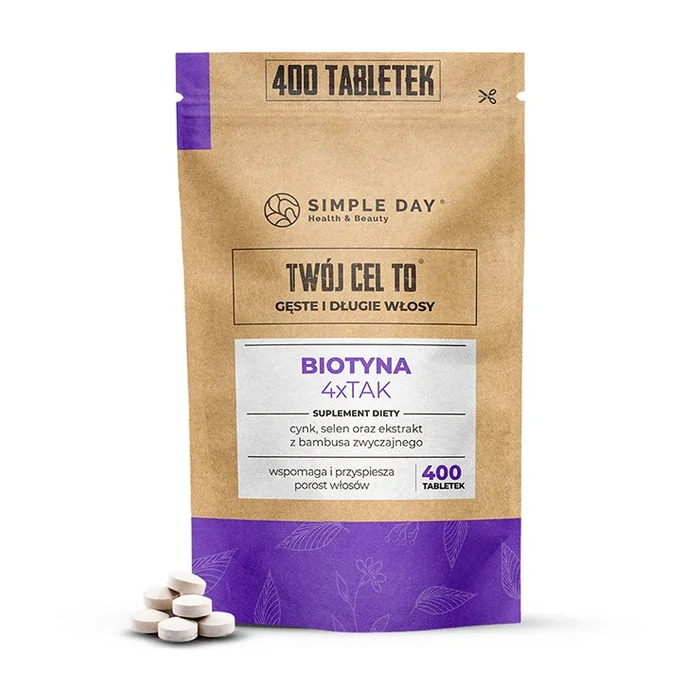 Biotyna 4 x TAK z naturalnym krzemem 400 tabletek