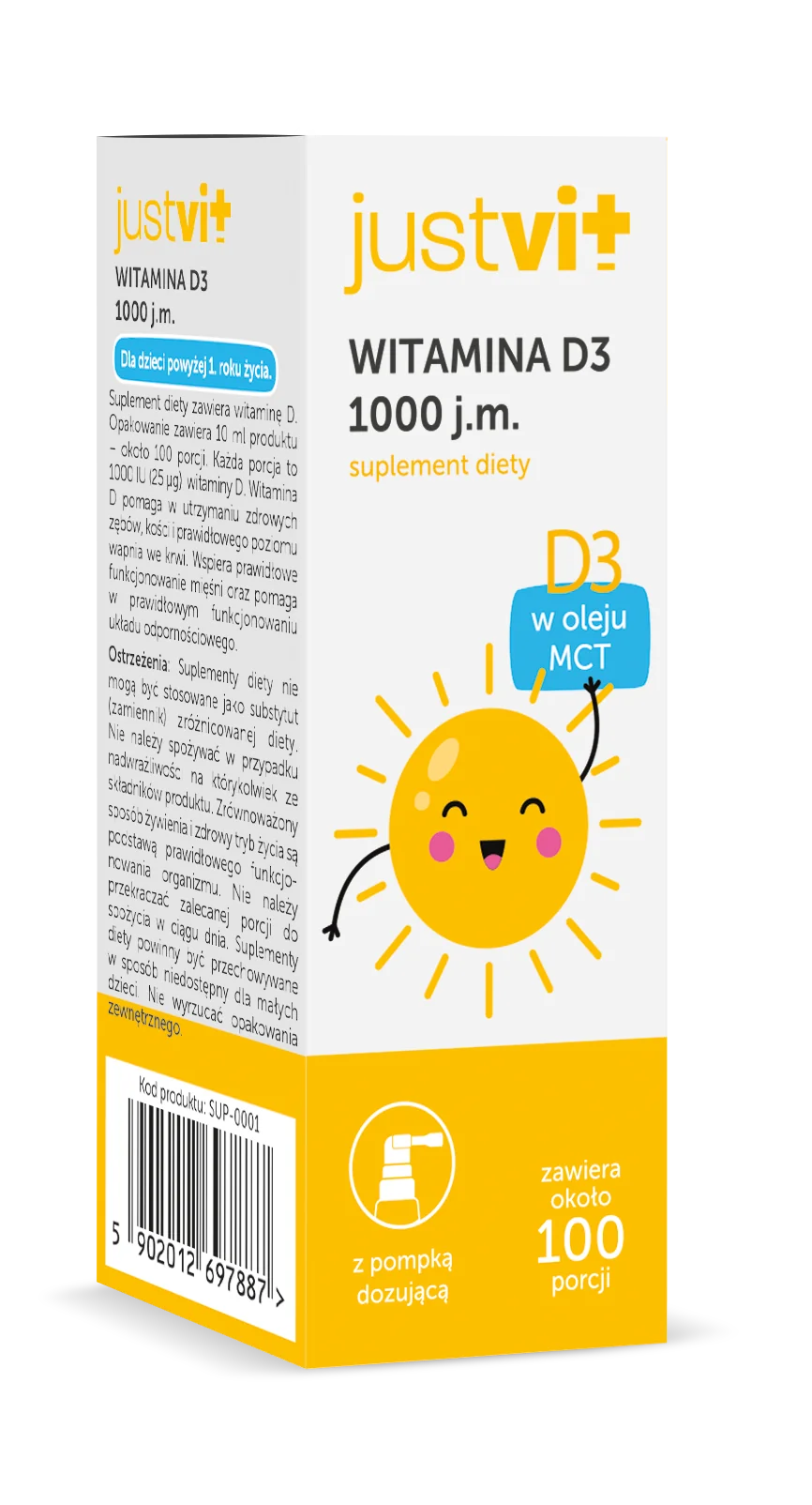 JustVit Witamina D3 1000 j.m. krople, 10 ml
