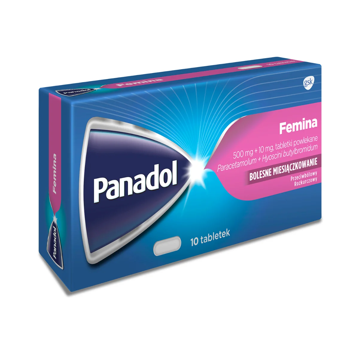 Panadol Femina, 500 mg + 10 mg, 10 tabletek 