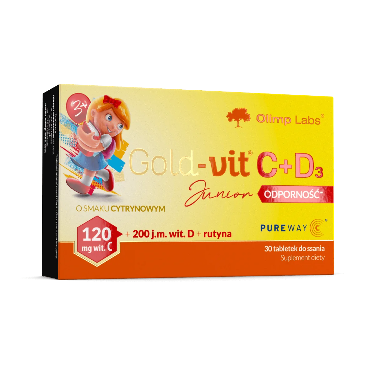 Olimp Gold - Vit C + D3 Junior Odporność suplement diety, 30 tabletek do ssania