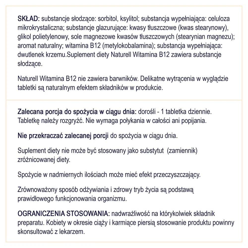 Naturell Witamina B12 suplement diety, 100 tabletek do żucia