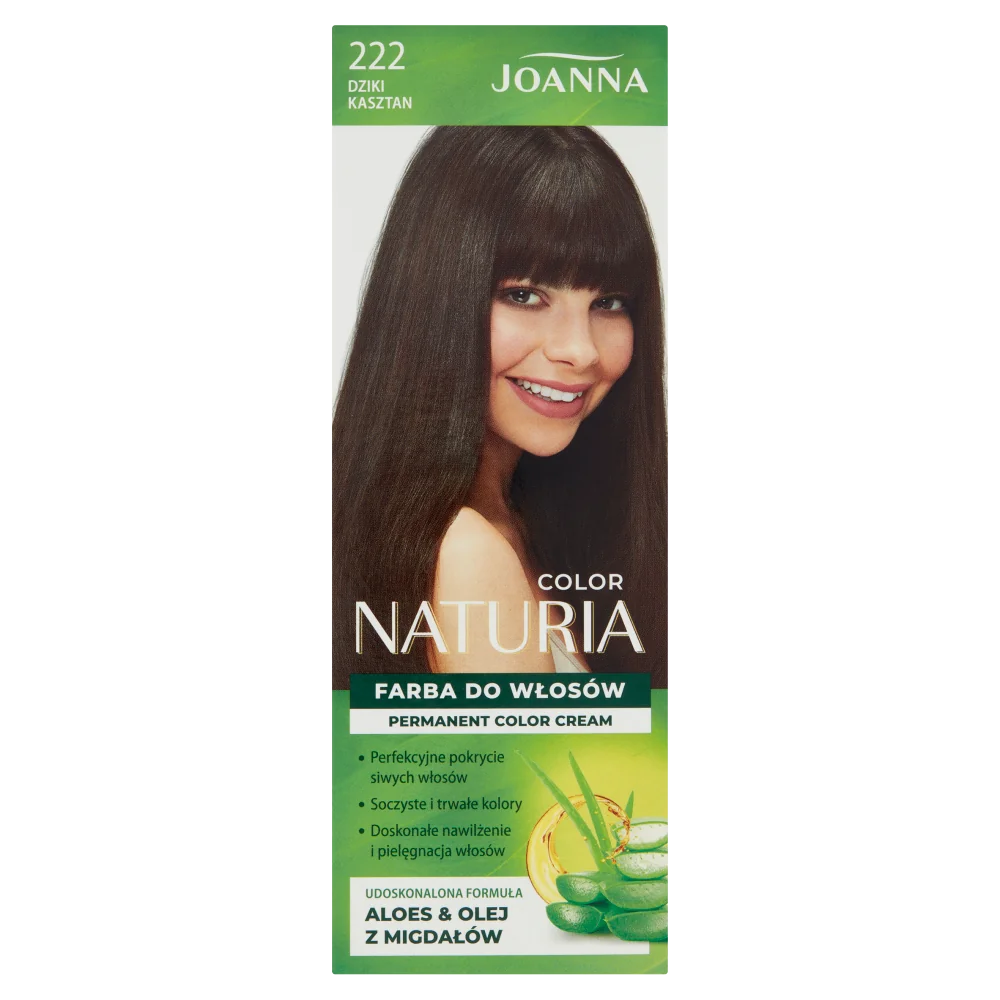 Joanna Naturia Color farba do włosów nr 222 Dziki Kasztan, utleniacz 60 g + farba 40 g
