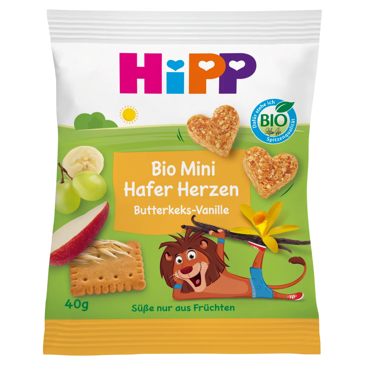 HIPP BIO maślane ciasteczka serduszka owsiane, 40 g