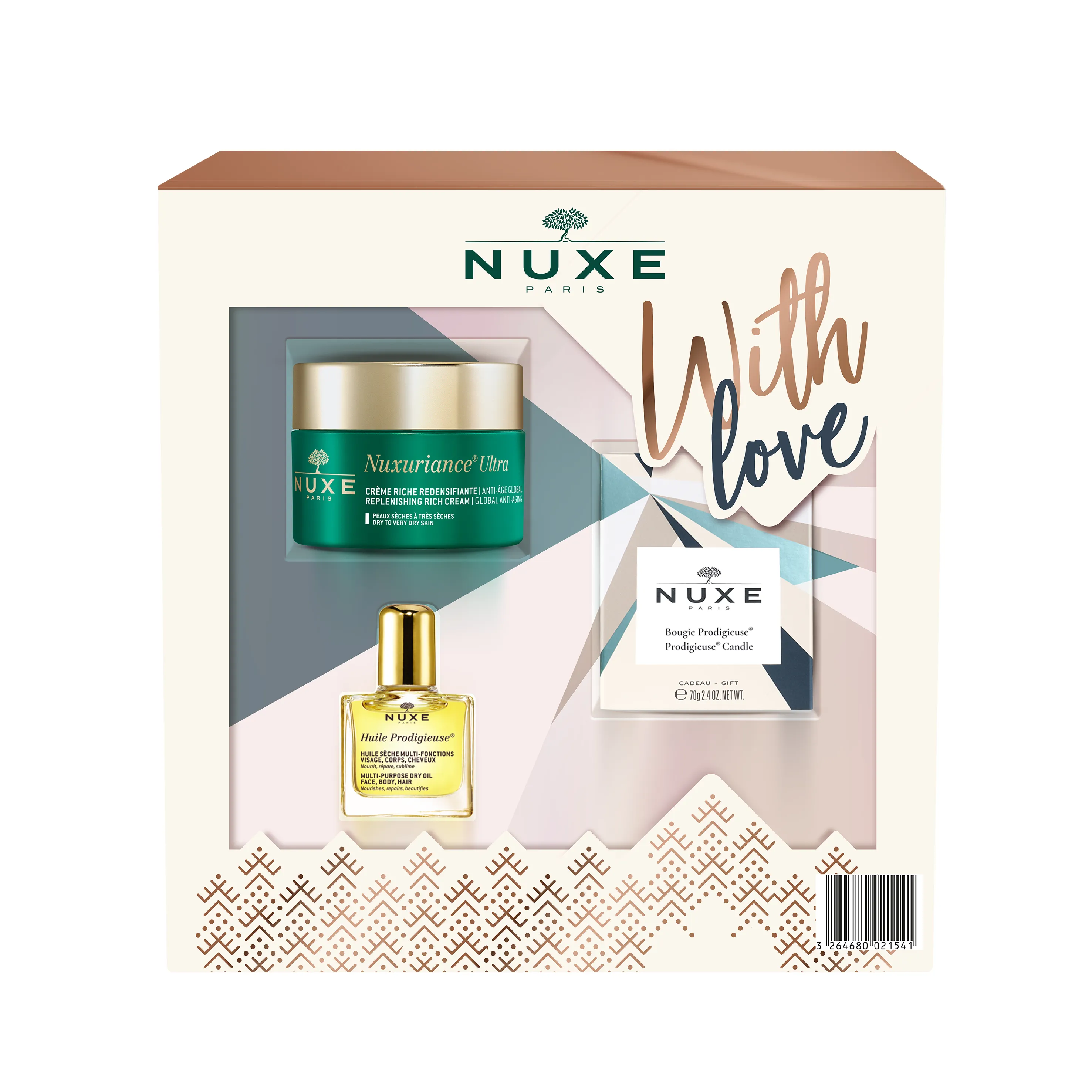 Nuxe Nuxuriance Ultra, krem przeciwstarzeniowy, 50 ml + Huile Prodigieuse suchy olejek, 10 ml + świeca zapach 70 g