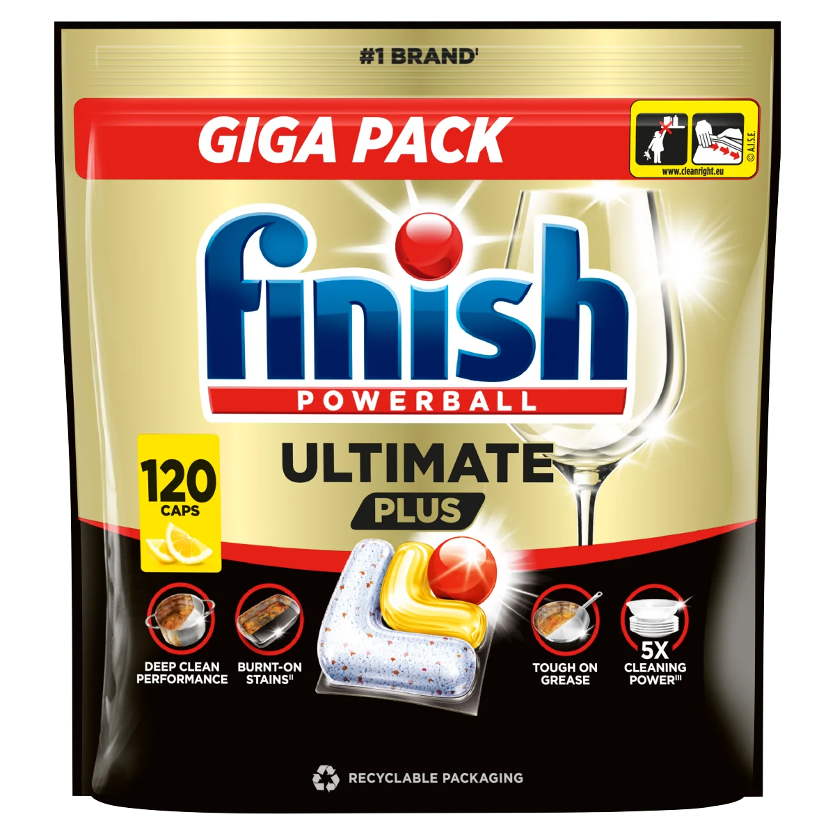Finish Ultimate Plus kapsułki do zmywarki Lemon, 120 sztuk
