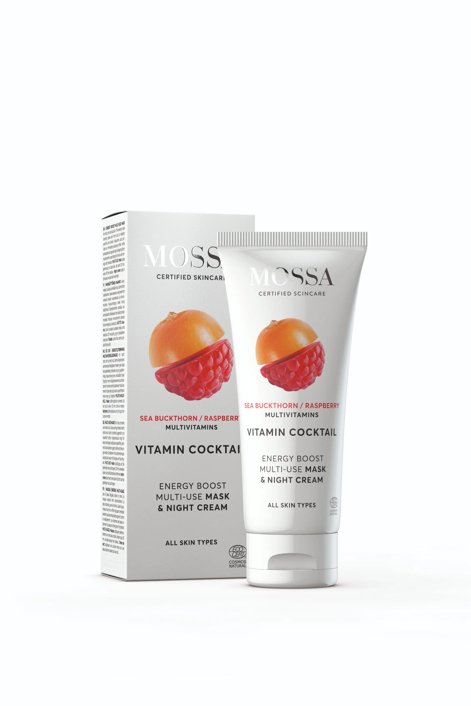 Mossa Vitamin Coctail multiwitaminowa maska & krem na noc ujędrniająco-odżywcza z rokitnikiem i maliną, 60 ml