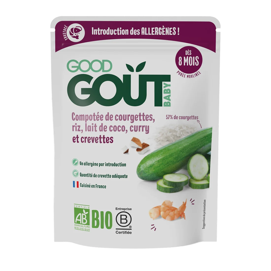 Good Gout BIO krewetki z ryżem, cukinią i mlekiem kokosowym, 190 g