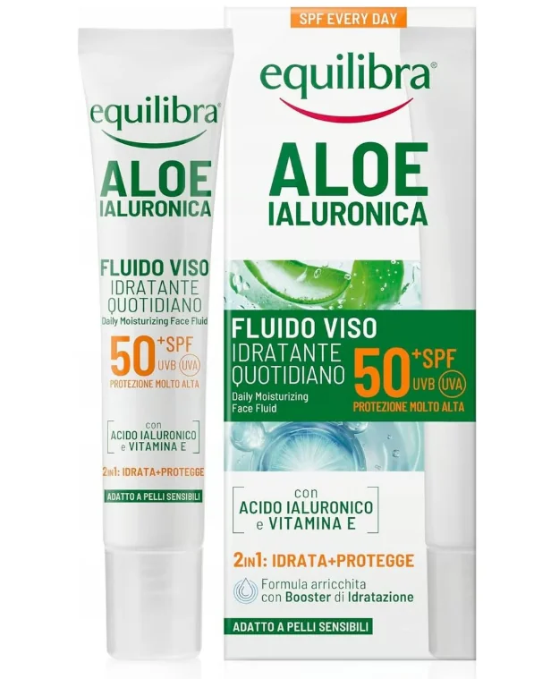 Equilibra Aloe nawilżający fluid do twarzy do codziennego stosowania SPF 50+, 40 ml