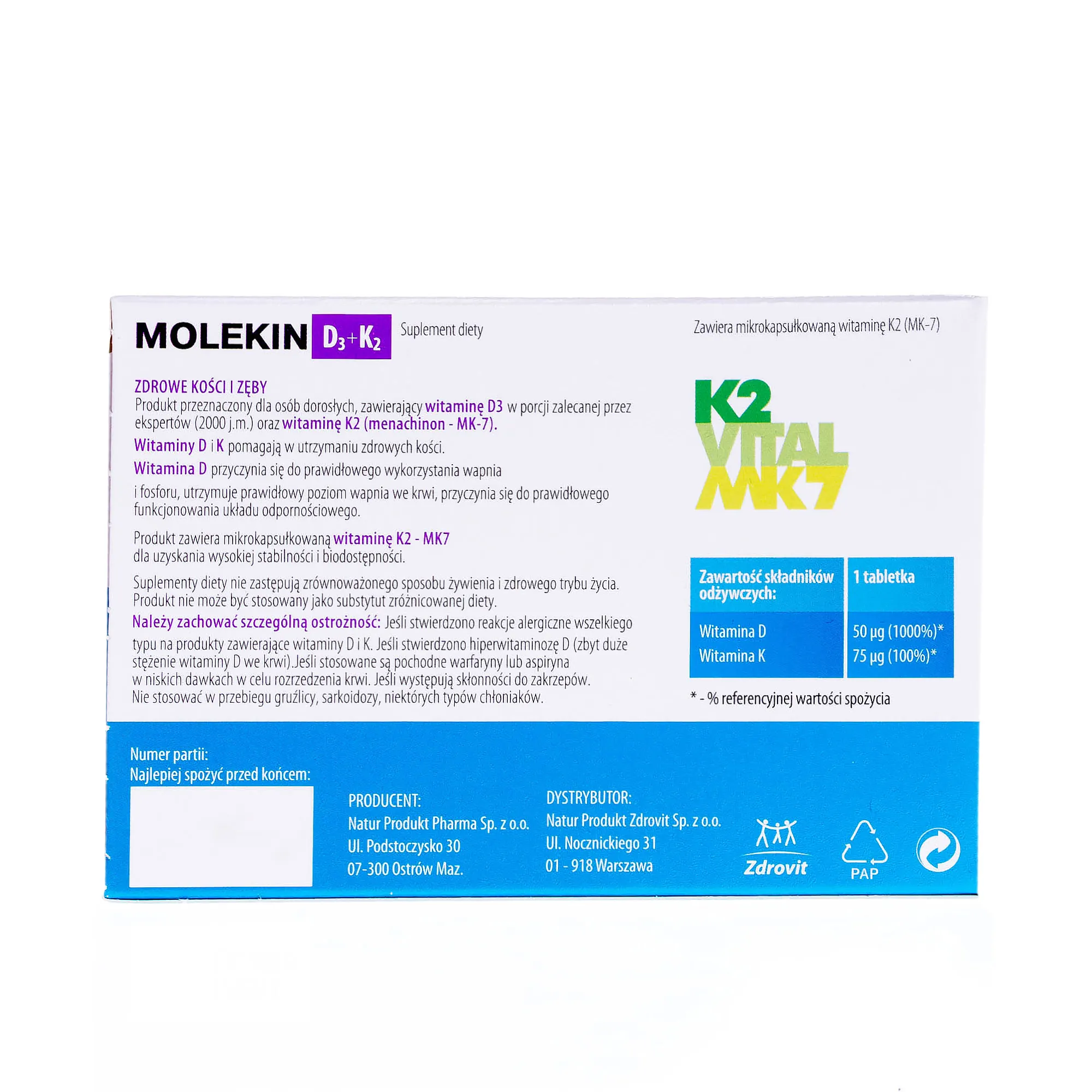 Molekin D3+K2 (MK-7), 30 tabletek 