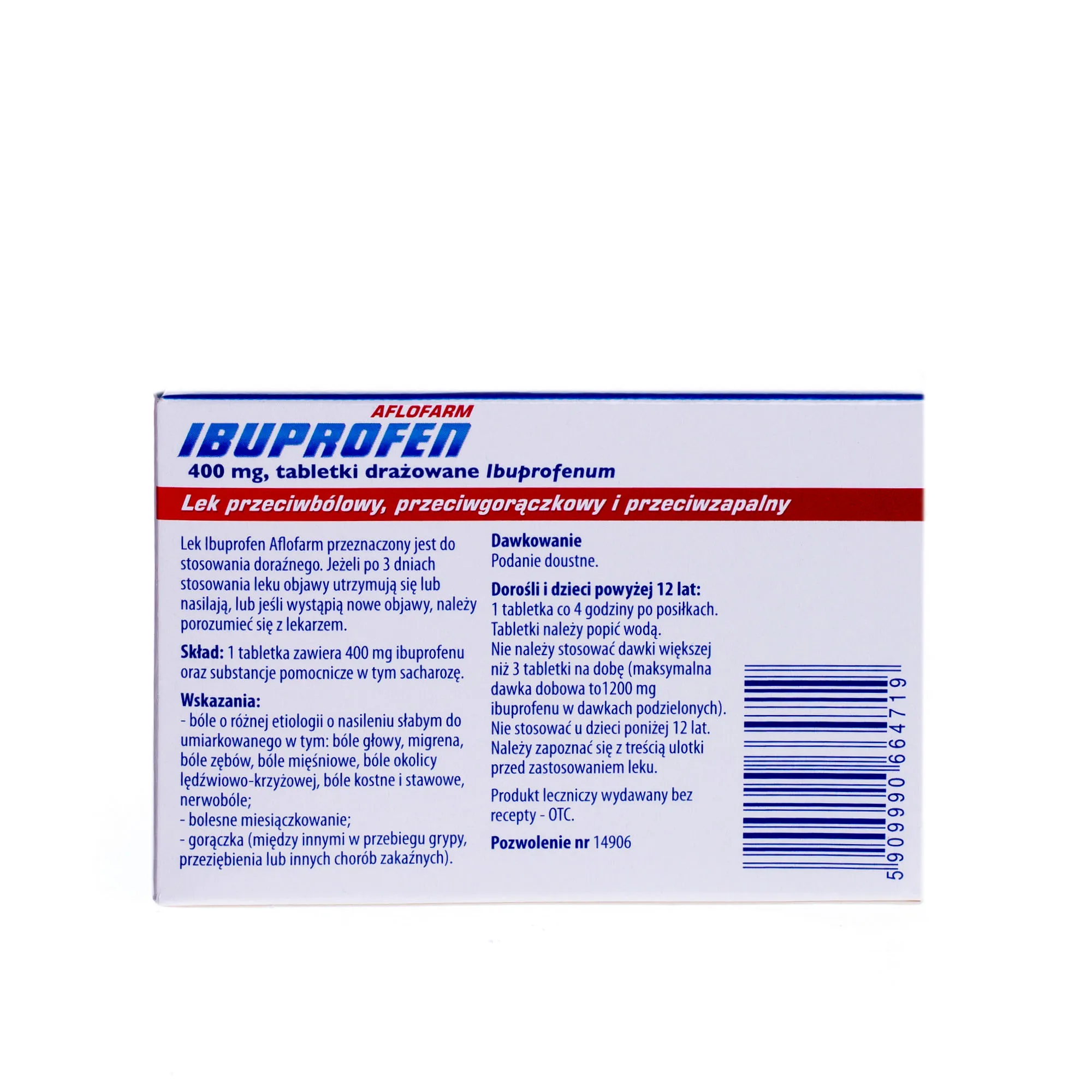 Ibuprofen Aflofarm 400 mg, 20 tabletek drażowanych 