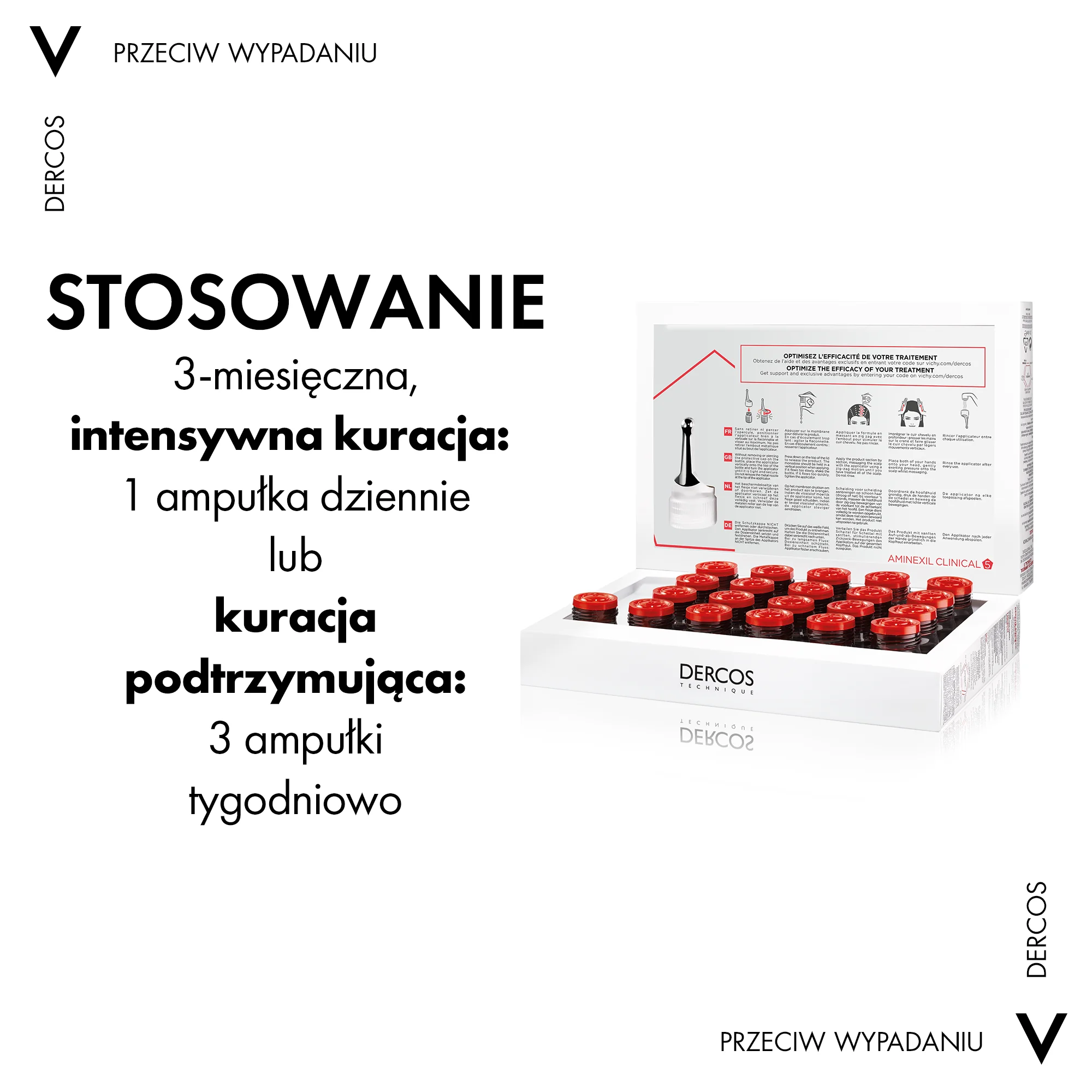 Vichy Dercos Aminexil Clinical 5 Kuracja przeciw wypadaniu włosów dla kobiet, 21 ampułek