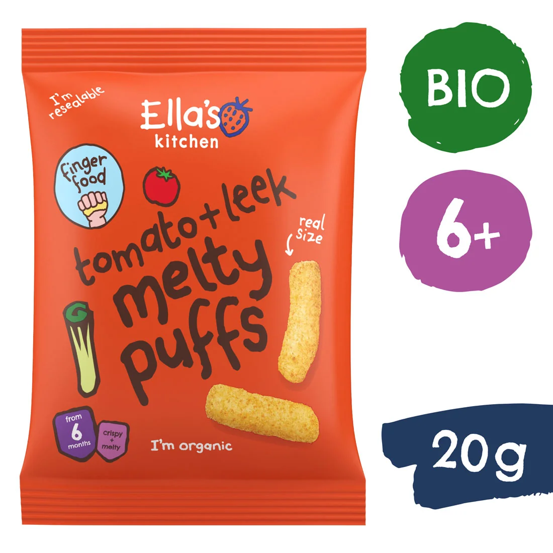 Ella's Kitchen BIO chrupki pomidorowe i por, 20 g