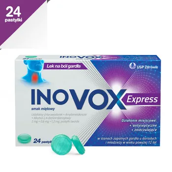 Inovox Express, 24 pastylki do ssania o smaku miętowym 