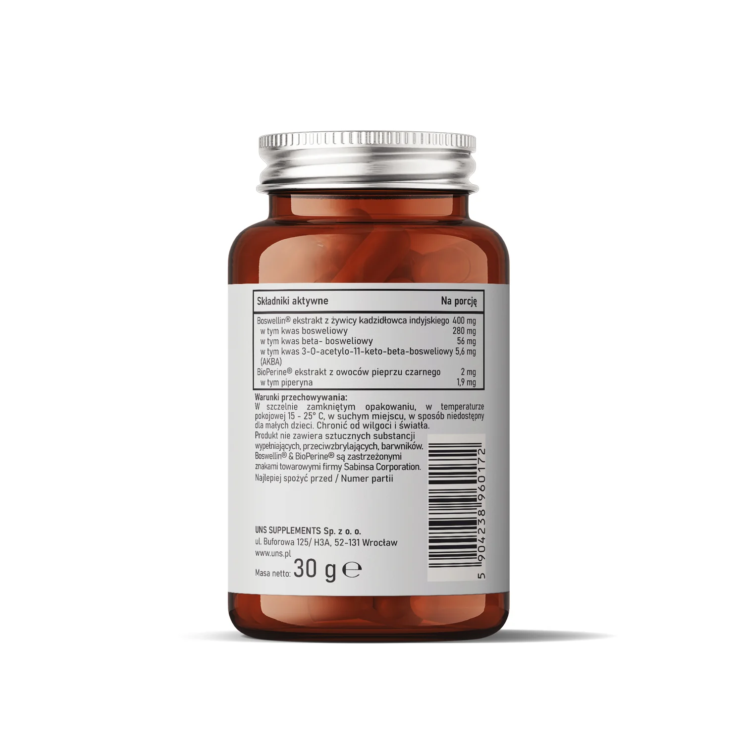 UNS Boswellia + BioPerine® 60 wege kapsułek