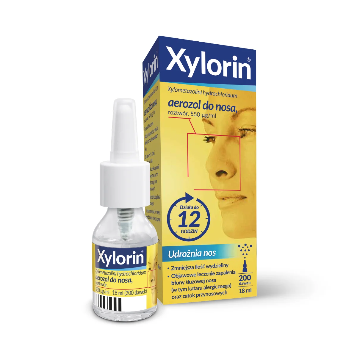 Xylorin 550 μg/ml, aerozol do nosa, 18 ml